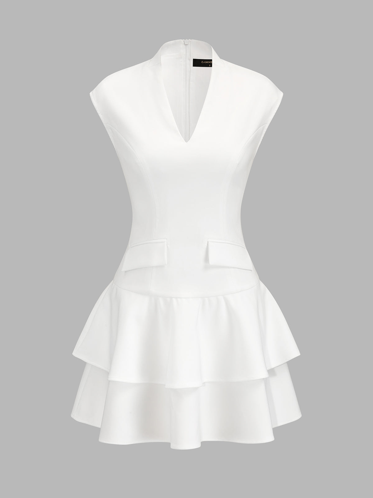 V Neck Sleeveless Tiered Ruffle Mini Dress