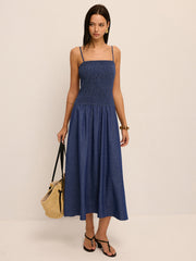 Smocked Bodice Cami Midi Dress