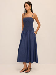 Smocked Bodice Cami Midi Dress