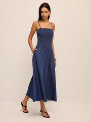 Smocked Bodice Cami Midi Dress
