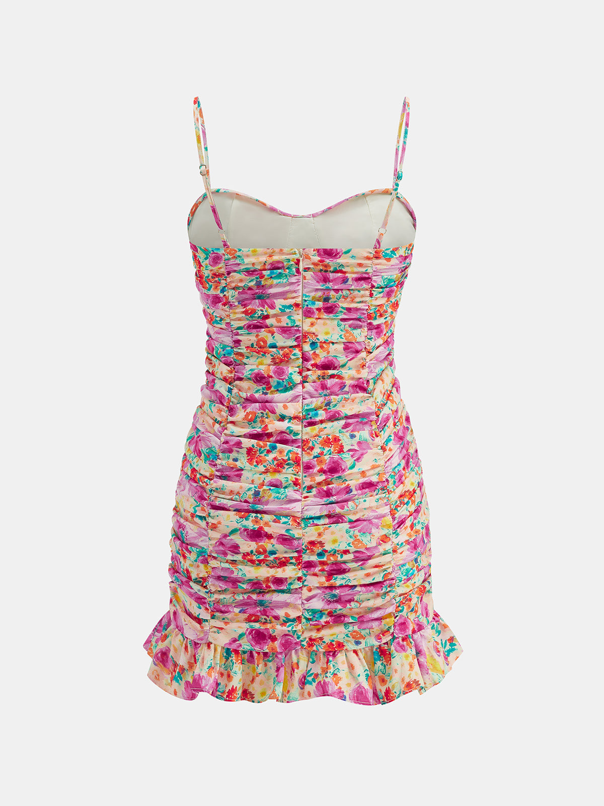Floral Print Ruched Cami Mini Dress