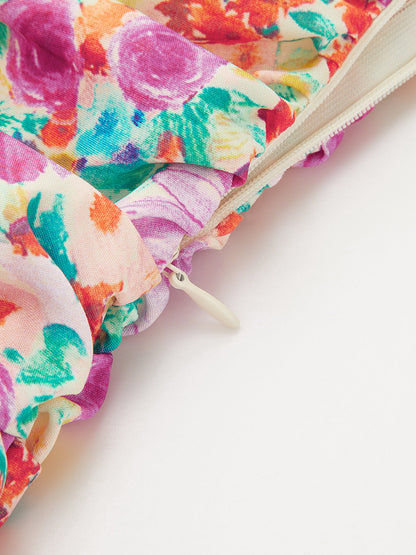 Floral Print Ruched Cami Mini Dress