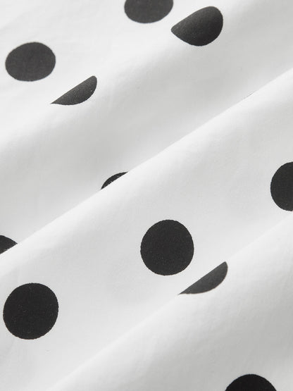 Polka Dot Halter Belted Cotton Midi Dress