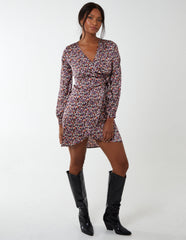 Long Sleeve Wrap Hem Dress