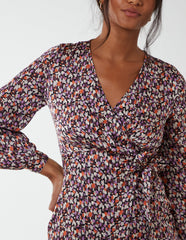Long Sleeve Wrap Hem Dress