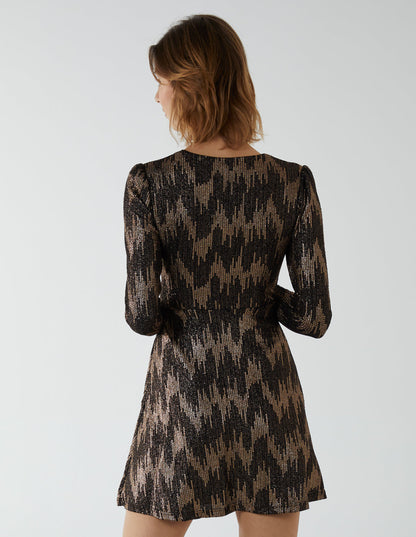 Fixed Wrap Skater Dress With Tie