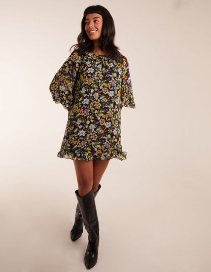 Floral Raglan Sleeve Tunic Dress