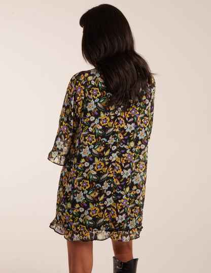 Floral Raglan Sleeve Tunic Dress