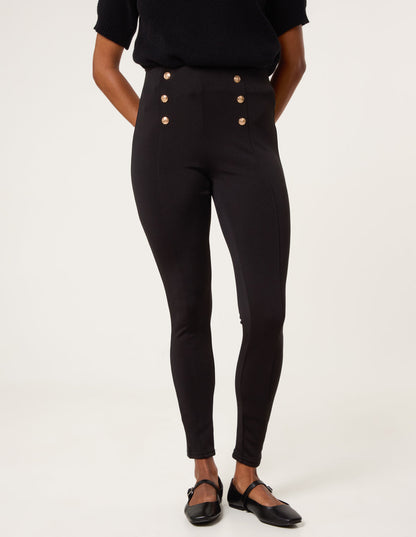 Button Detail Shaping Pants