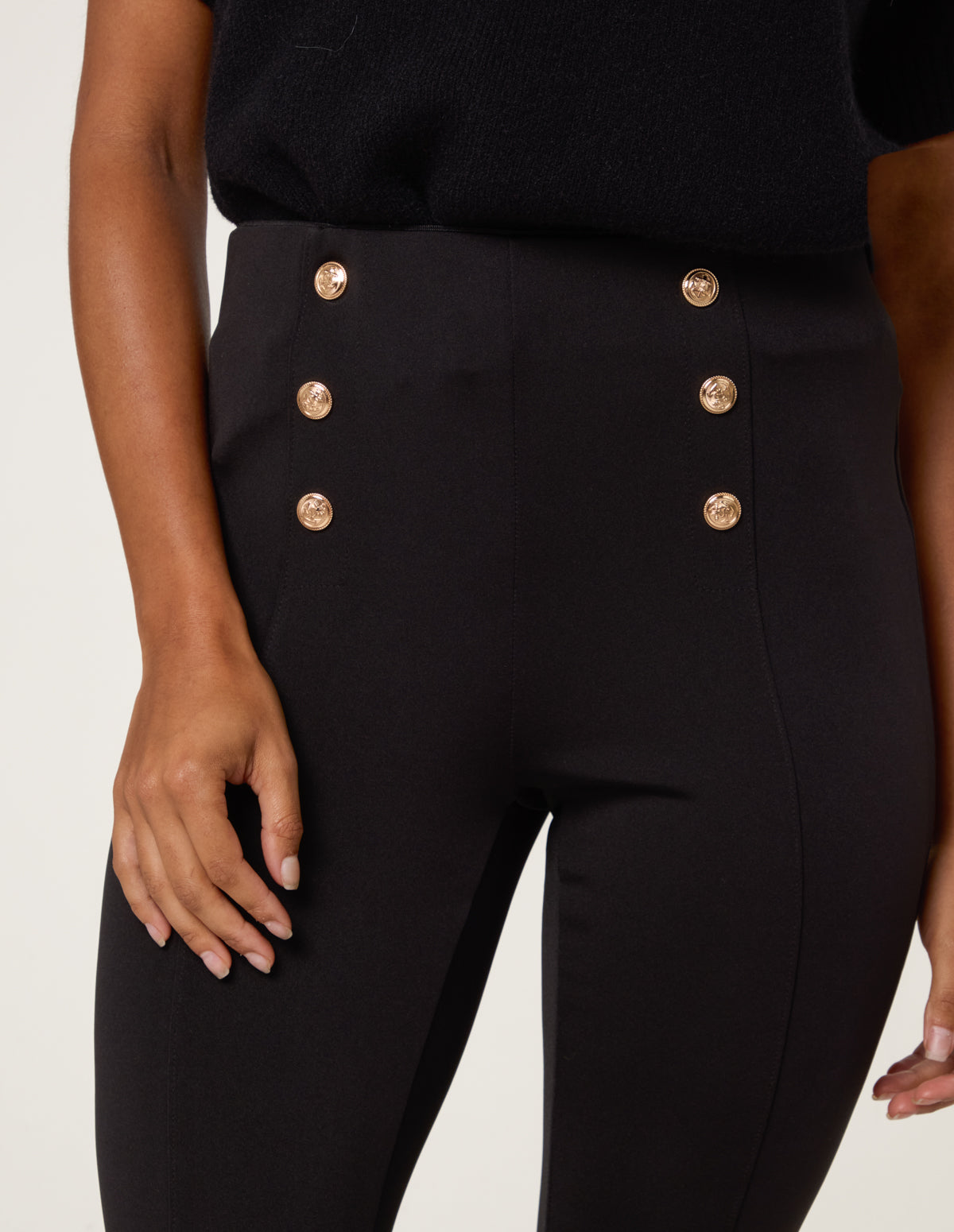 Button Detail Shaping Pants