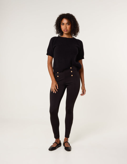 Button Detail Shaping Pants