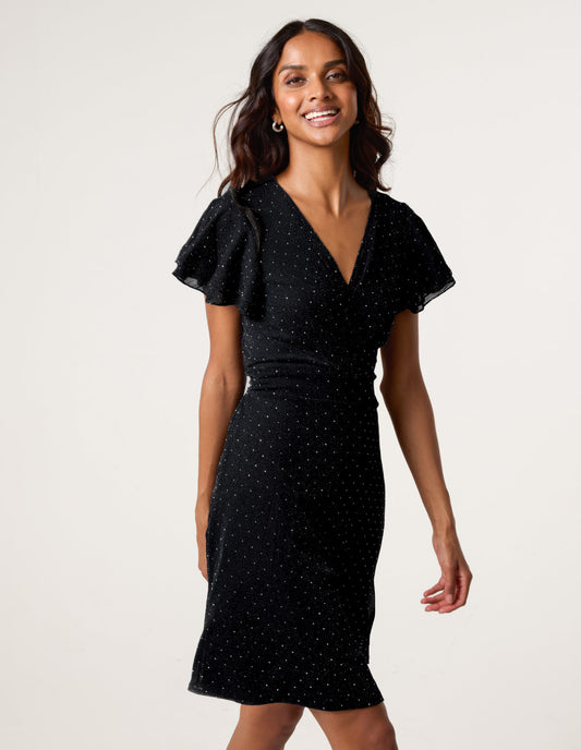 Rhinestone Diamante Wrap Dress