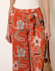 Paper Bag Tie Waist Wide Leg Trousers