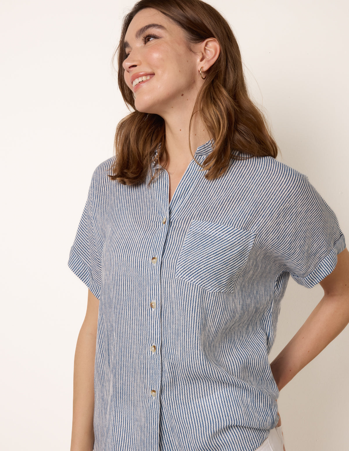 Stripe Button Front Shirt