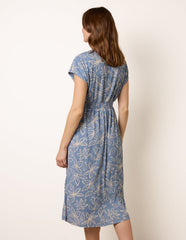 Floral Wrap Front Elasticated Waist Midi Dress