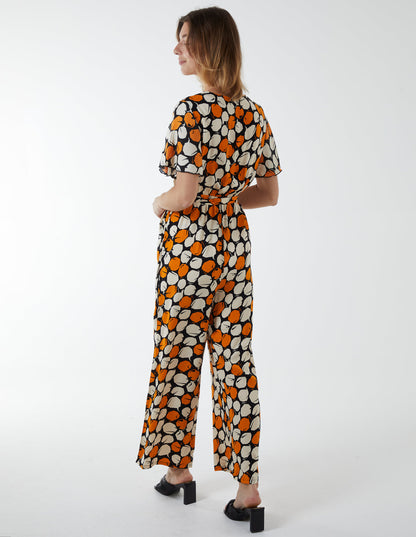 Abstract Honeycomb Cross Over Jumpsuit