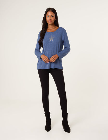 Diamante Star Long Sleeve Jumper