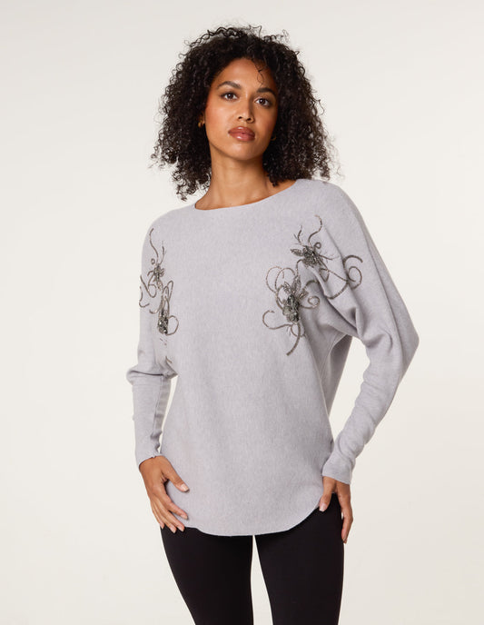 Embroidered Long Sleeve Jumper