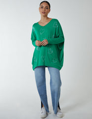 Hotfix Multi Heart Batwing Top
