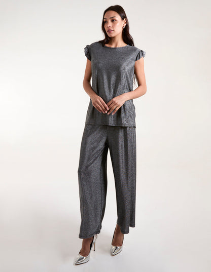 Frill Sleeve Metallic Top