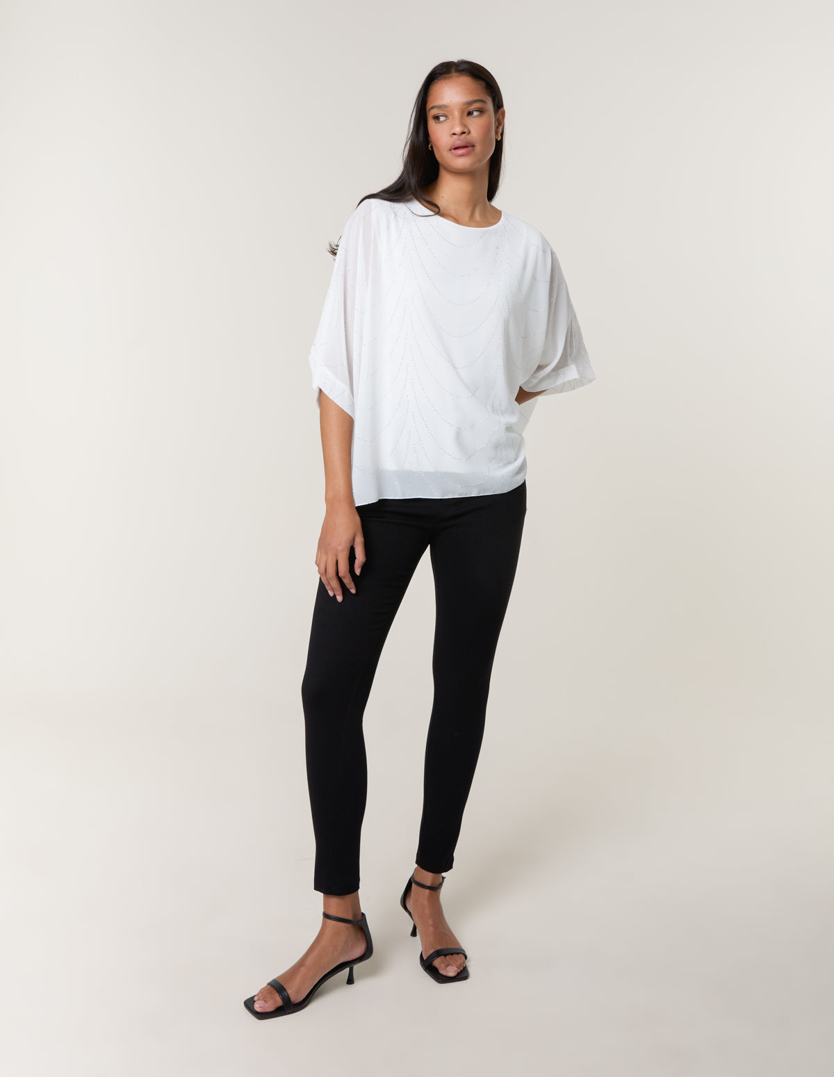 Studded Wave Chiffon Kaftan Top