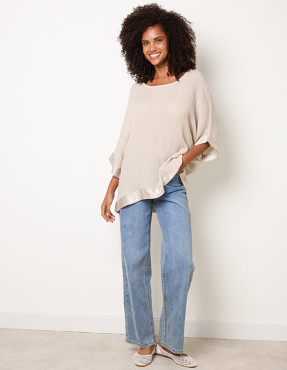 Viscose Crinkle Top With Satin Finish