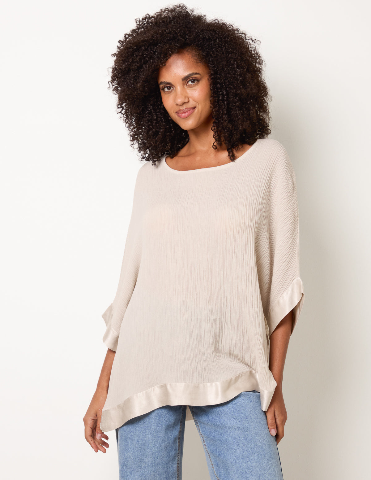 Viscose Crinkle Top With Satin Finish