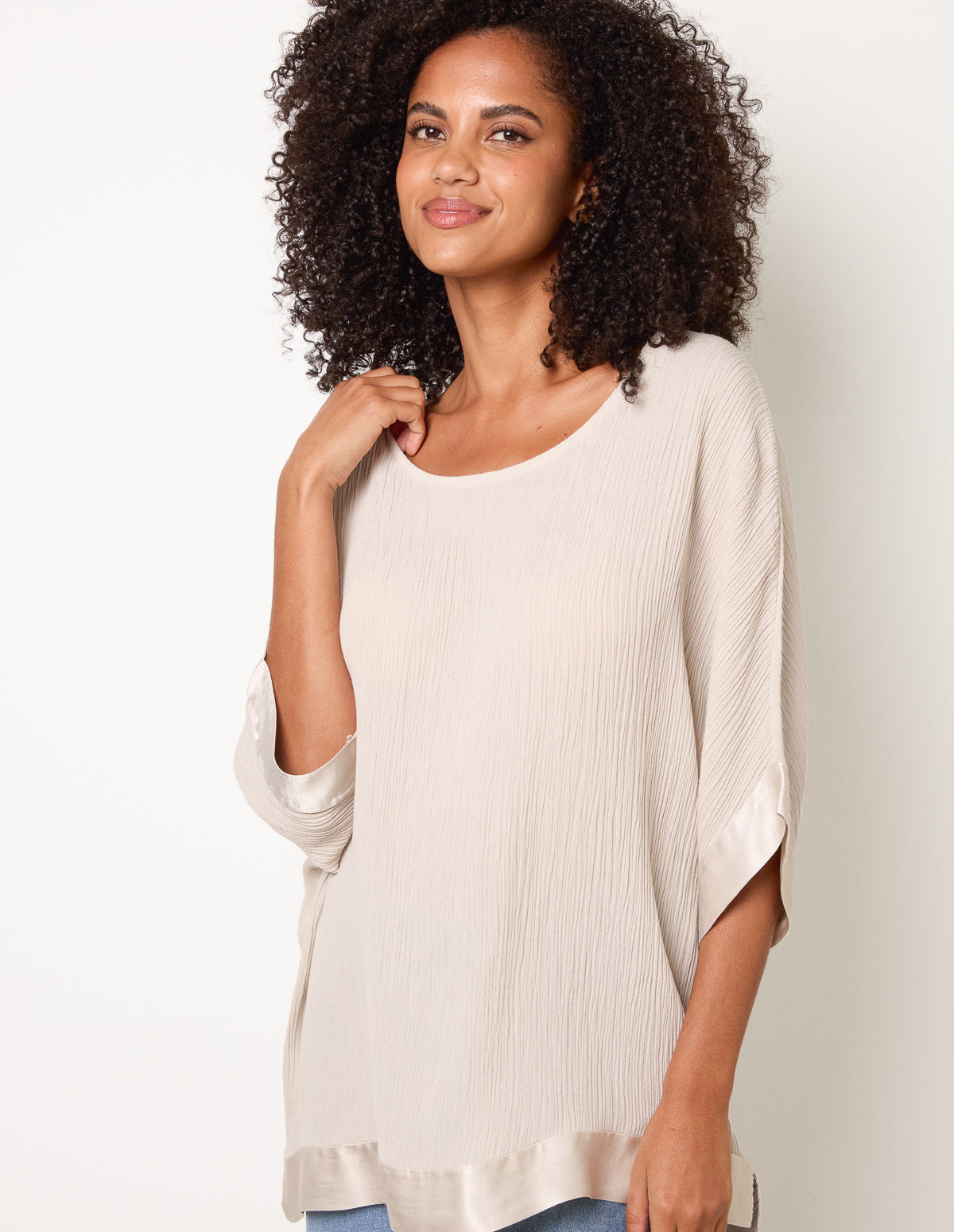 Viscose Crinkle Top With Satin Finish