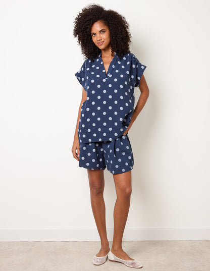 Cheesecloth Polka Dot Short Set