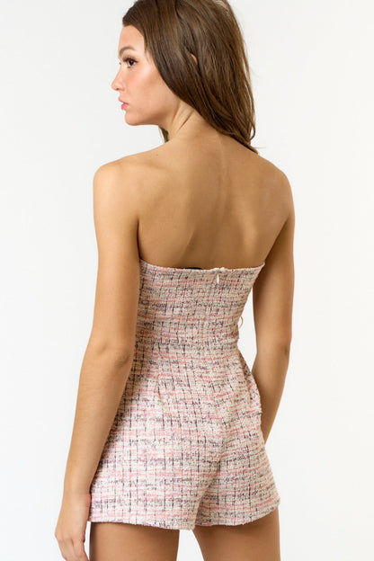 Eloise Stretch Tweed Strapless romper- Restock