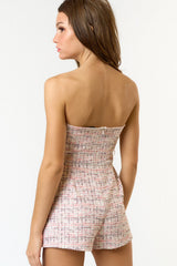 Eloise Stretch Tweed Strapless romper- Restock
