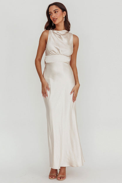 Isabella Satin Maxi Dress Champagne