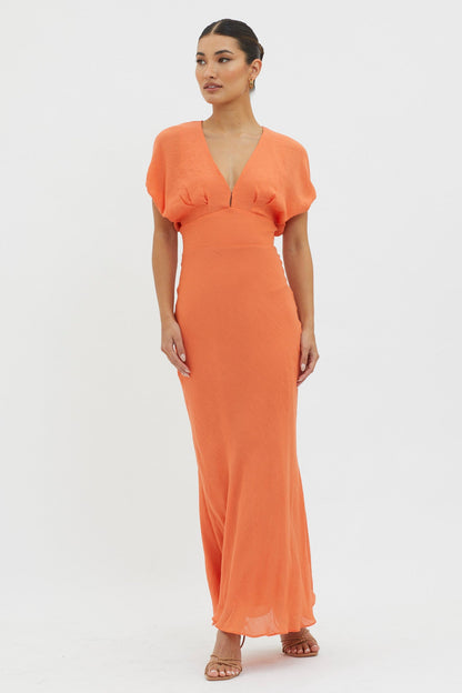Dare To Live V-Neck Maxi Dress Orange