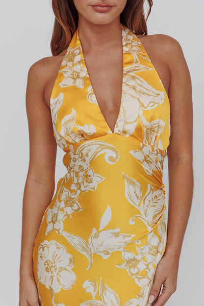 Brighter Days Halterneck Split Midi Dress Sun