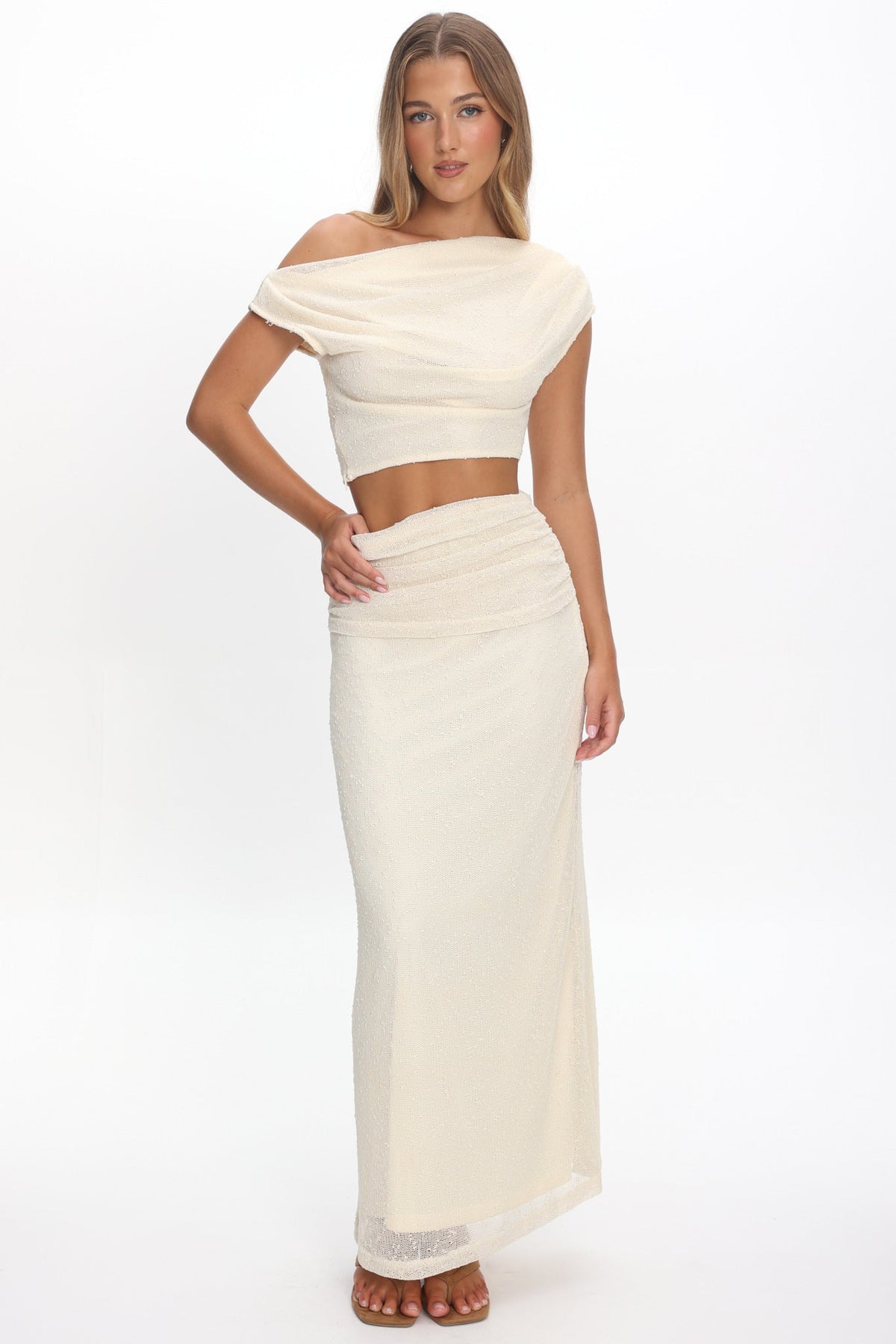 Alivya Ruched Waist Maxi Skirt Butter