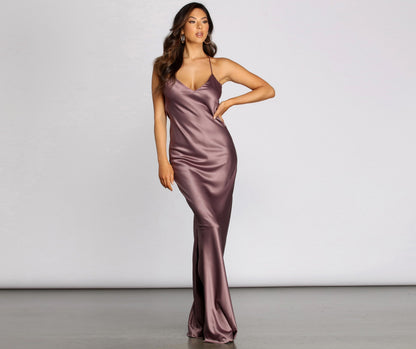 Chantel Cowl Back Satin Dress