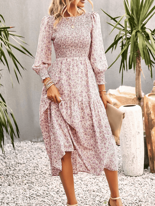 TRADING PLACES FLORAL MIDI DRESS - CREPE