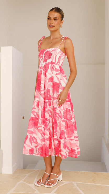 Gwynne Maxi Dress - Pink Print