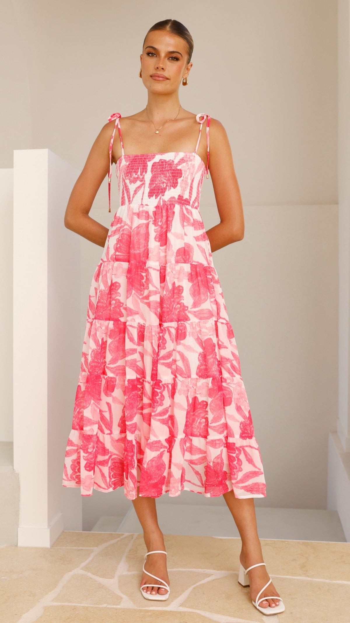 Gwynne Maxi Dress - Pink Print
