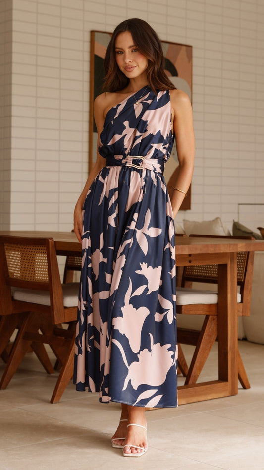 Hadas Maxi Dress - Navy/Pink Print