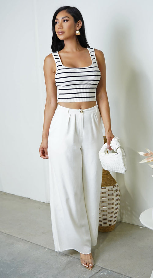 Calia Linen Wide Pants - White