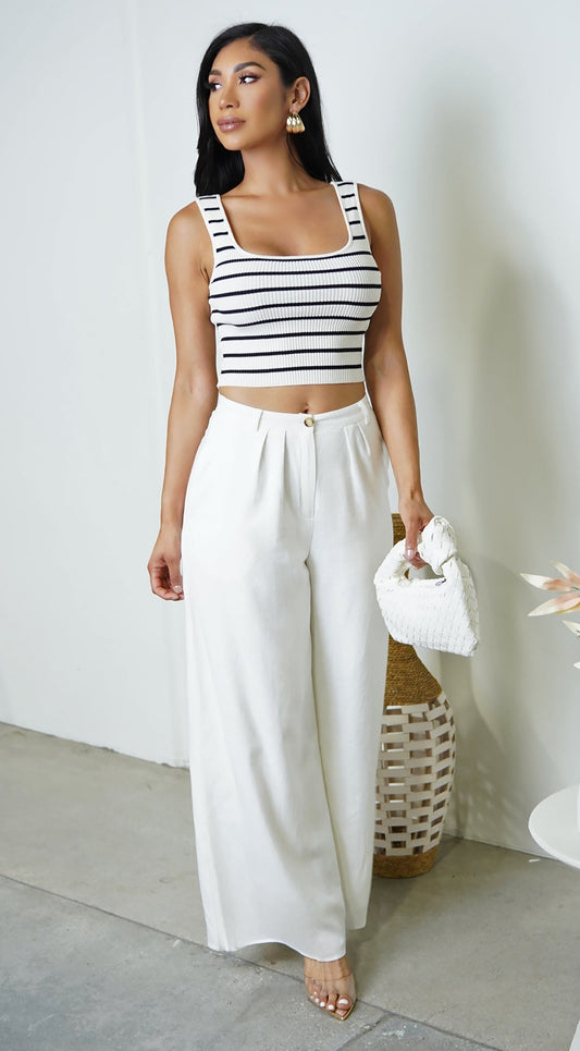 Calia Linen Wide Pants - White