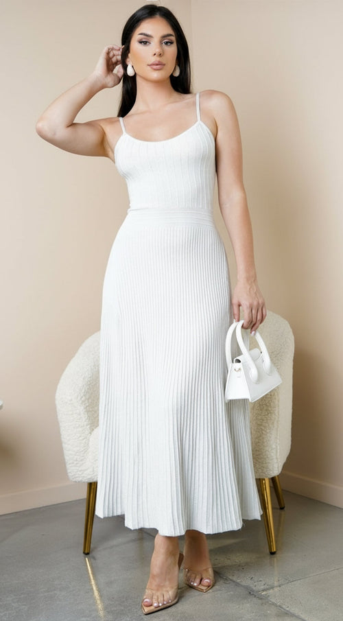 Janece Shimmer Knit Midi Dress - Silver