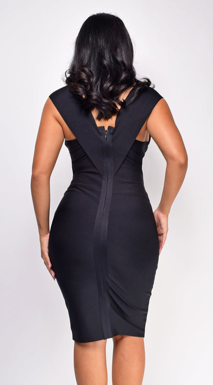 Anniston Bandage Midi Dress - Black