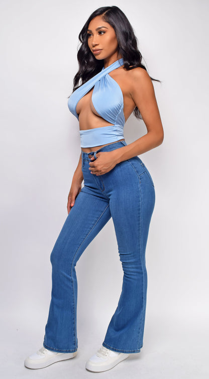 Ezili Blue Wrap Halter Top