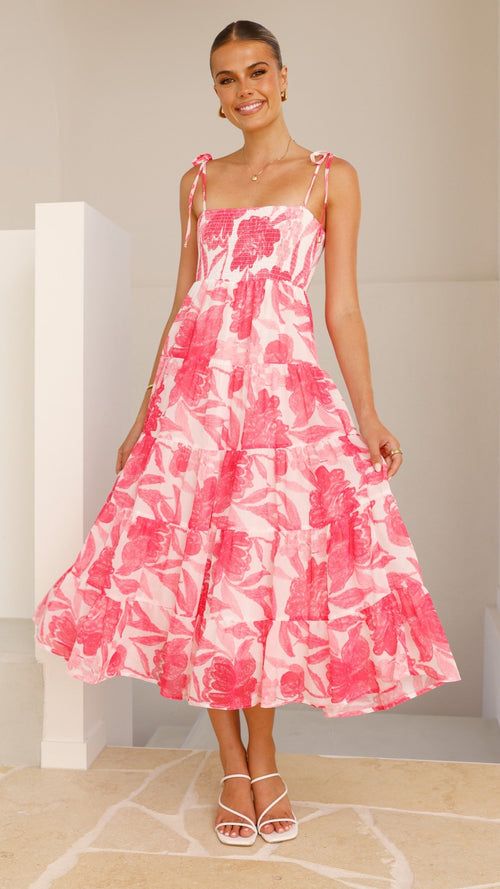 Gwynne Maxi Dress - Pink Print