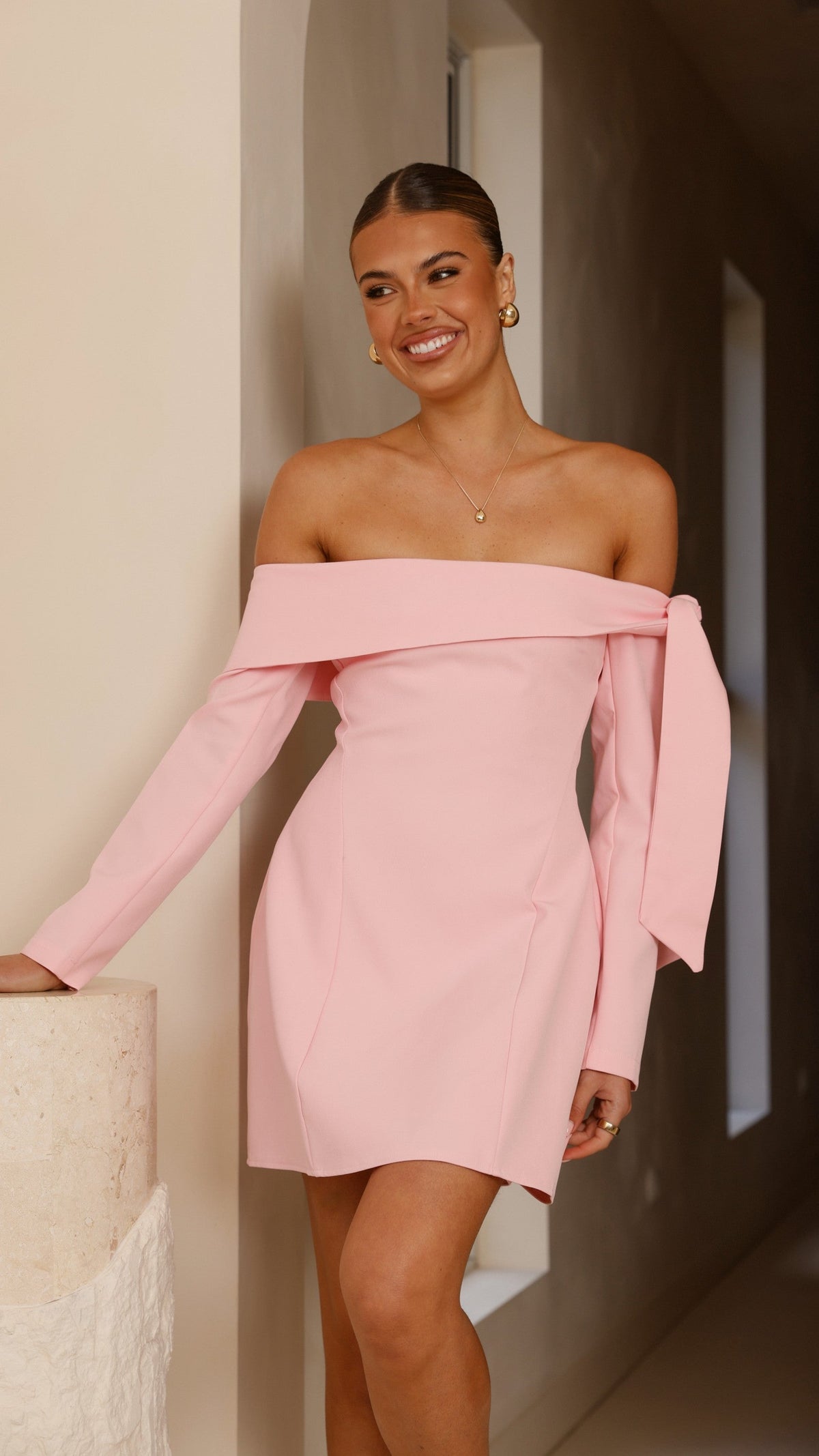 Halen Long Sleeve Mini Dress - Pink