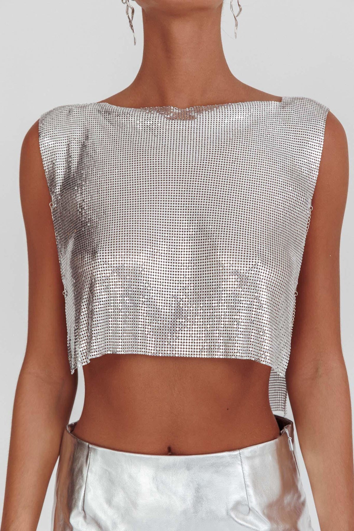 Breakdance Metal Mesh Top Silver