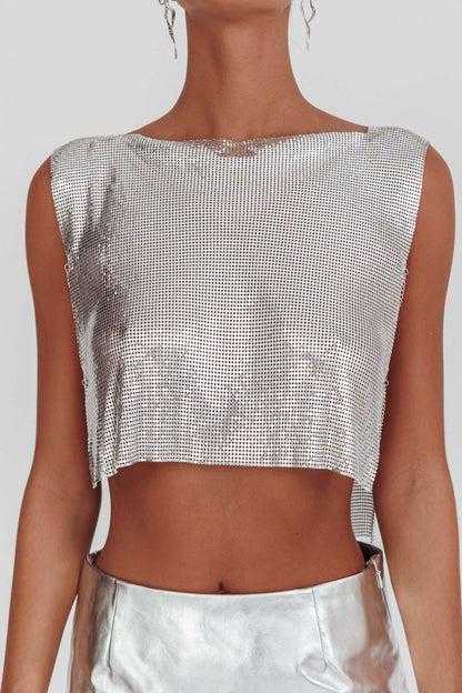 Breakdance Metal Mesh Top Silver