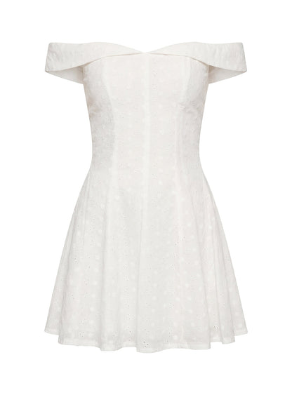 Rosebud Off The Shoulder Mini Dress White Petite